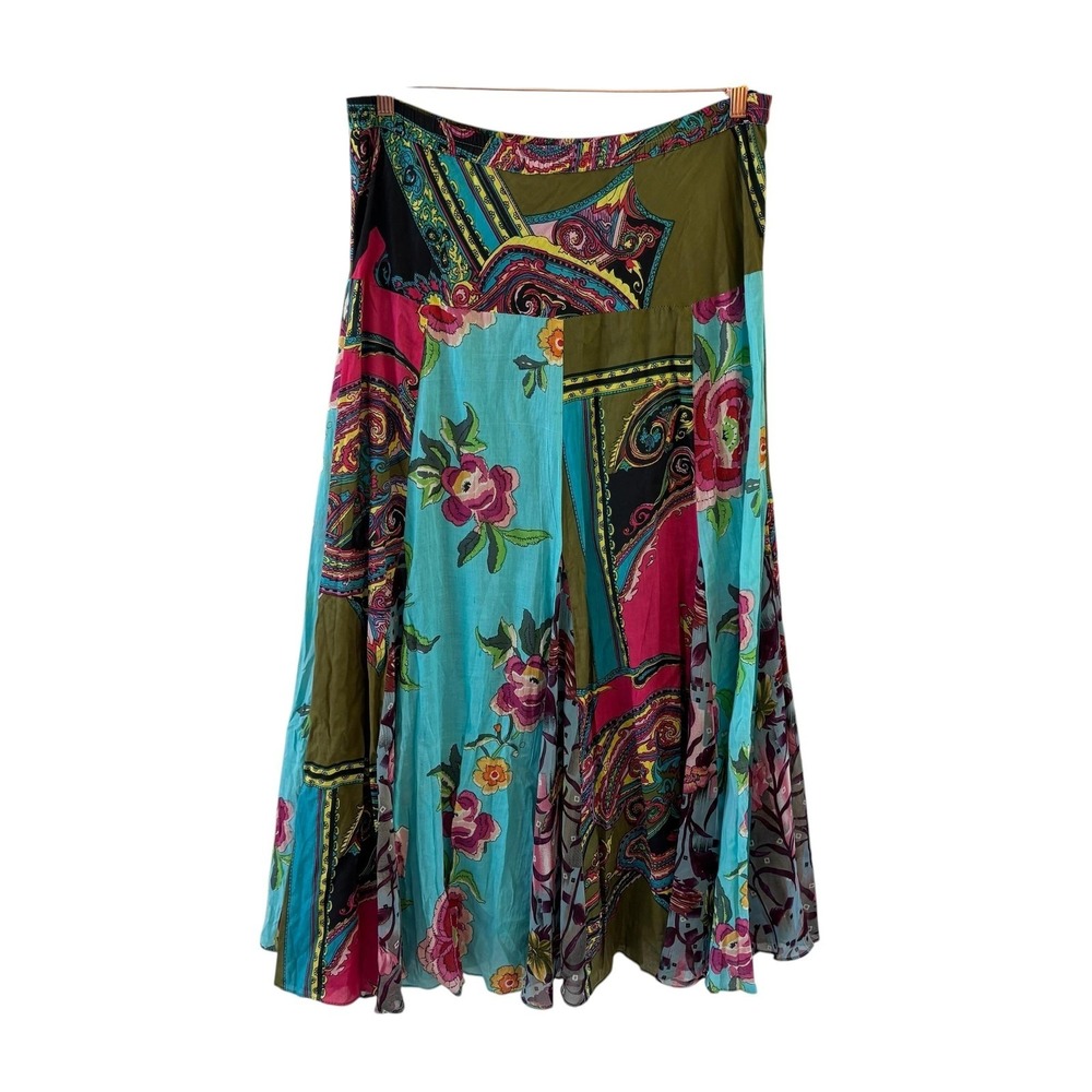 Tunique‎ Floral Patchwork Maxi Skirt Womens L Boho Festival Cottage Hippie